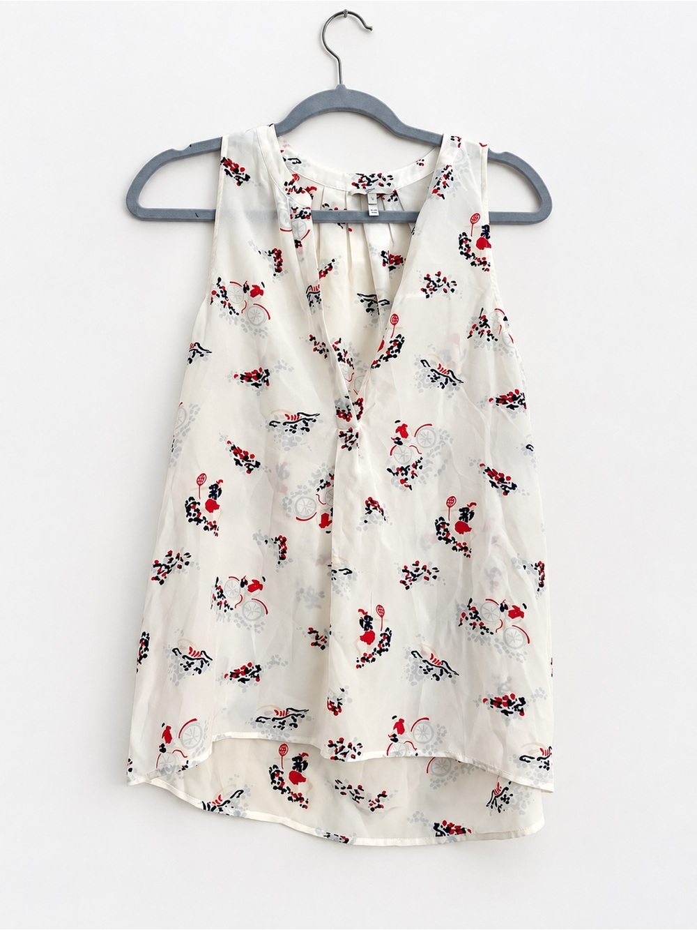 Joie Silk Sleeveless Blouse Size S Bicycle Print